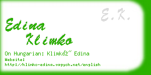 edina klimko business card